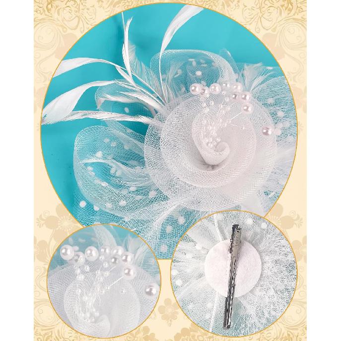 Fascinators Hat for Women Tea Party Funeral Veil Mesh Hats Wedding Lace Gloves Set for Cocktail First Communion