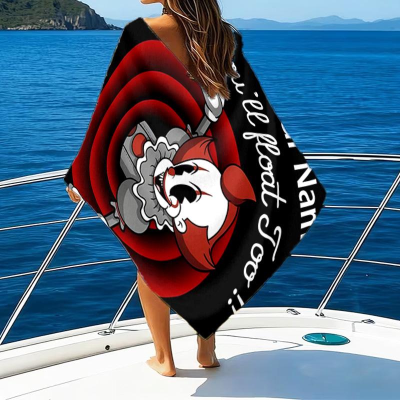 1pc Pennywise1 Beach Towel with Custom Name, Beach/Swimming/Bath/Picnic/Camping Towel, Suitable for Seaside Beaches