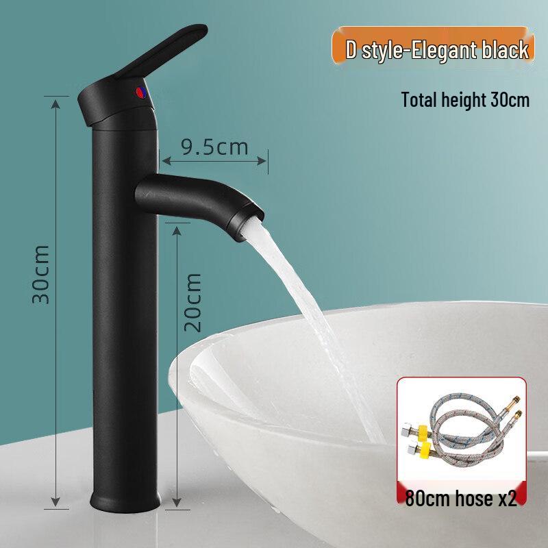TLXT Tall Black Hot/Cold Basin Faucet