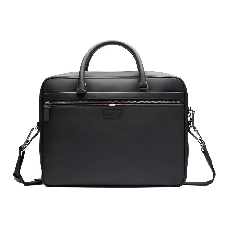 

Bally Logo Detachable Shoulder Strap Leather Briefcase Men Briefcase Black 6233872 Basic Set (Bag+Dust Bag)