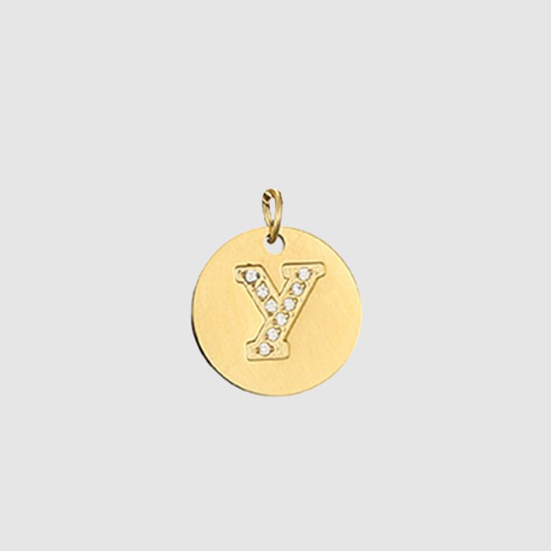 CARLIDANA Classique Minimaliste Alphabet 26 Breloques Lettres en Cristal Collier Pendentif Rond Lettre Acier Inoxydable Collier DIY