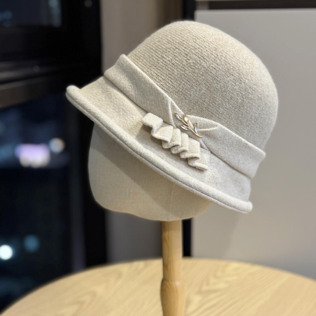 New Woolen Hat for Women Autumn and Winter Face Showing Top Hat Hepburn Style French Elegant Retro Fisherman Hat Basin Hat