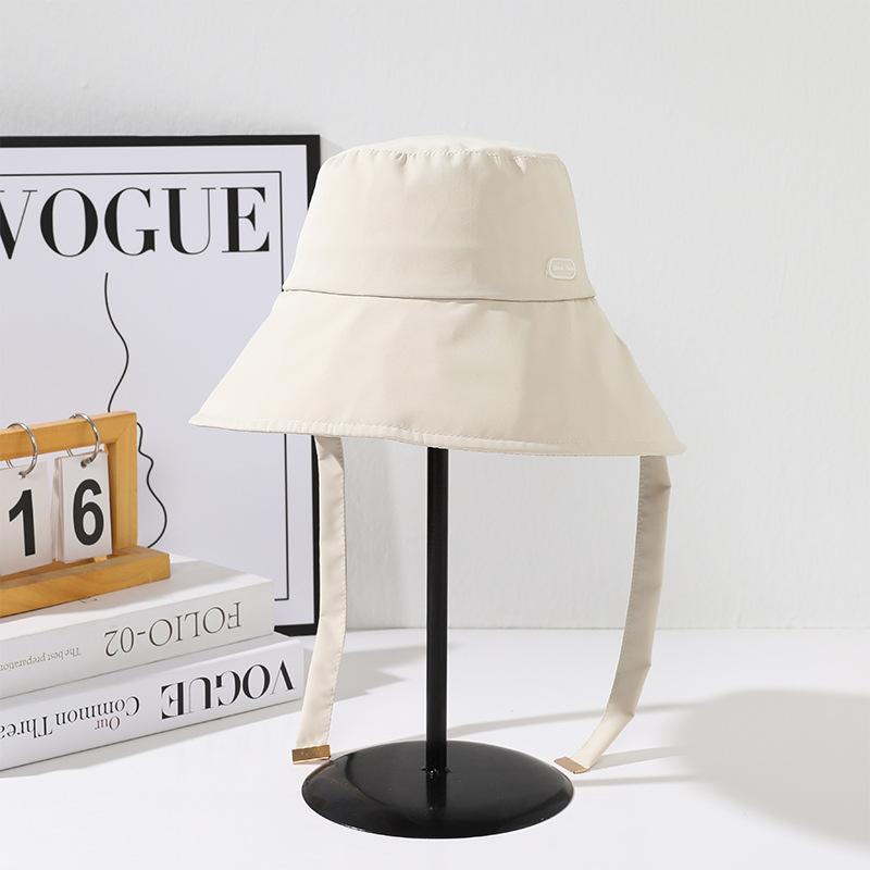 

Hat women s summer UV protection big edge bucket hat showing face small strap windproof sun protection hat average size