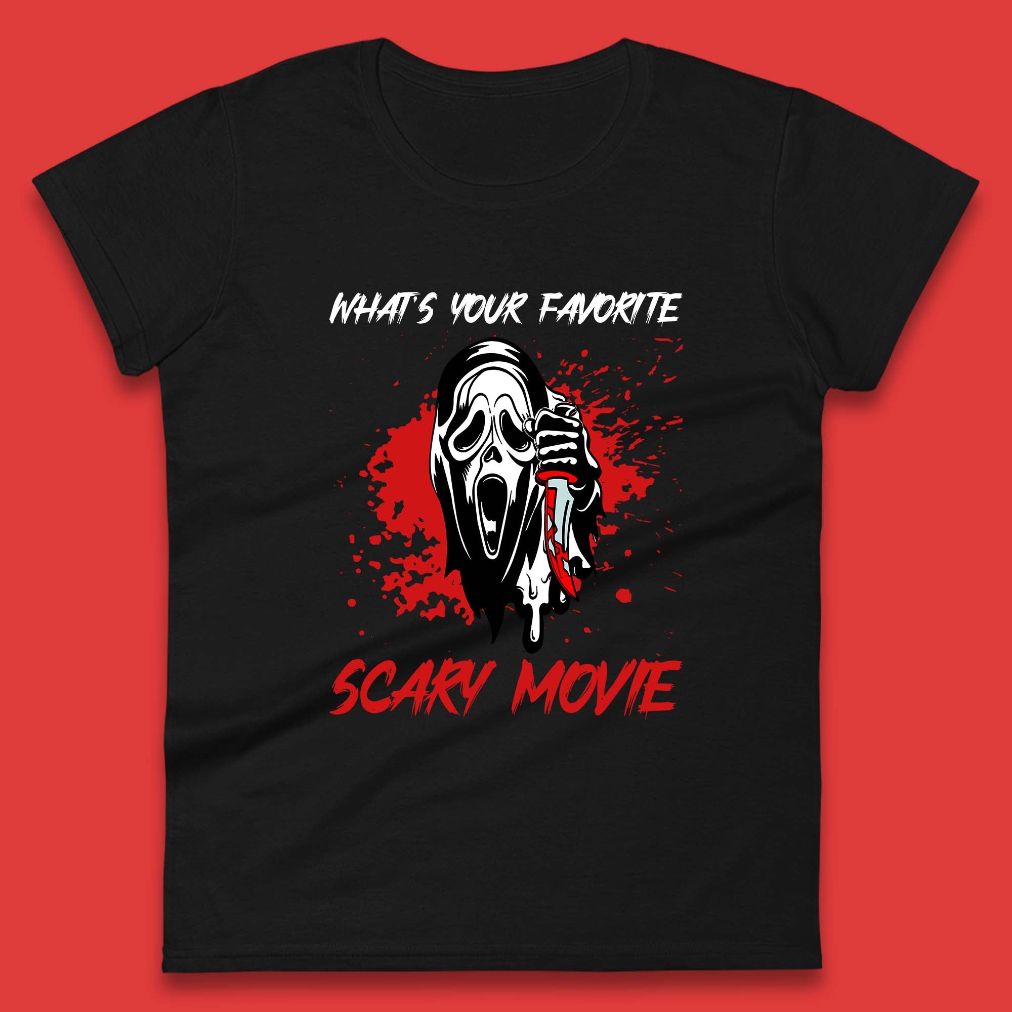 What s Your Favorite Scary Movie Halloween Scream Ghost Face Horror Movie Womens Tee T Shirt Mens Tops Unisex Top M
