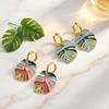 Colorful Enamel Metal Leaves Drop Earrings for Women Fashion Stainless Steel Hoop Earrings Boho Vacation Female Jewelry