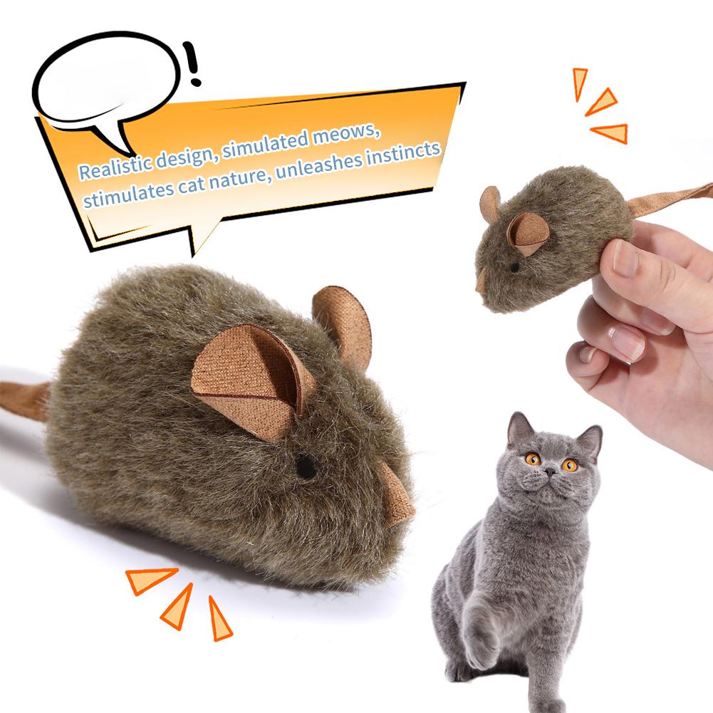 Funny Plush Mice Cat Toy Simulation Mouse Kitten Toy Bite-resistant Automatic Chirping Interactive Cat Chew Toy