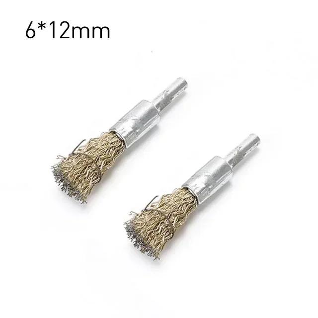 2PCS Copper Polishing & Cleaning Heads Rotary Tool 10/12/16/20/25/30mm Copper Wire Wheel Brush for Drilling Metal Rust Removal