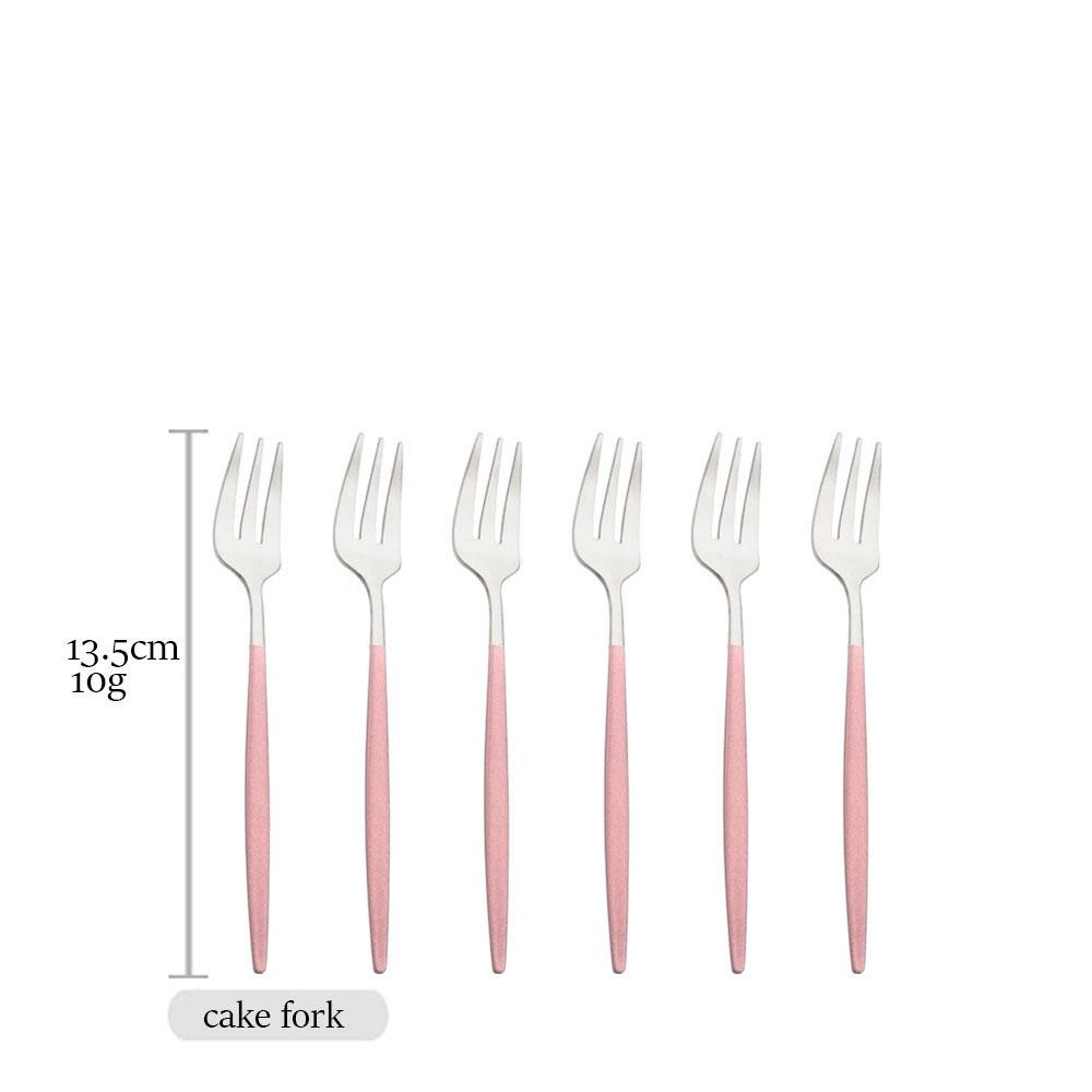 Drmfiy Spiegel Rosa Silber Besteck 6-teiliges Besteckset Edelstahl Set Tafelmesser Löffel Gabel Geschirr Küche Besteckset