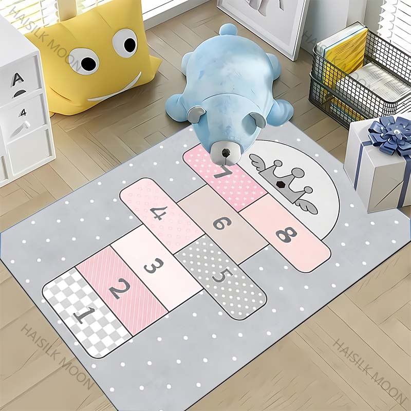 Alfombra Rayuela Multitalla Juego Infantil Antideslizante Alfombra de Piso Adecuada para Sala de Estar Habitación Infantil Disponible en Todas las Estaciones