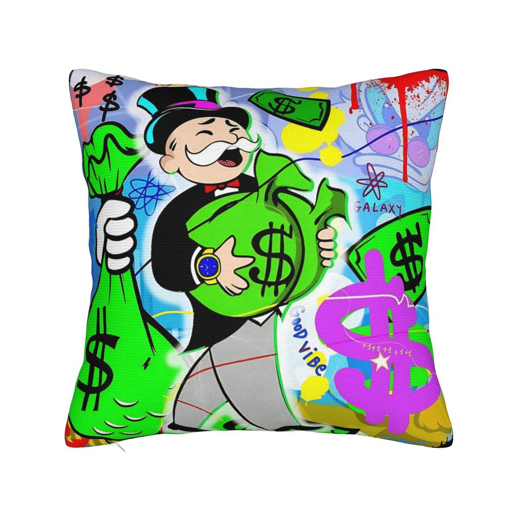 Alec Monopoly B Lucky Dragon Pillow Case Graphic Pillow Cover Retro Trendy Cushion Cover For Sofa Couch Bed Living Room