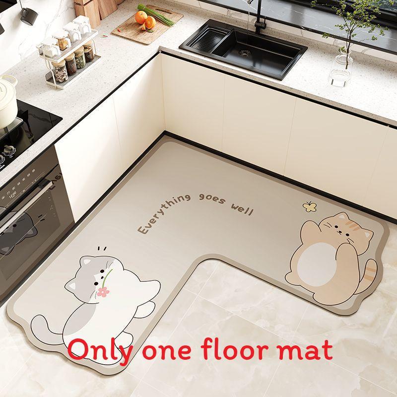 Cartoon Animal Kitchen Mat With Water Absorption Nonslip Silicone Diatom Mud For Home And Cooking Use