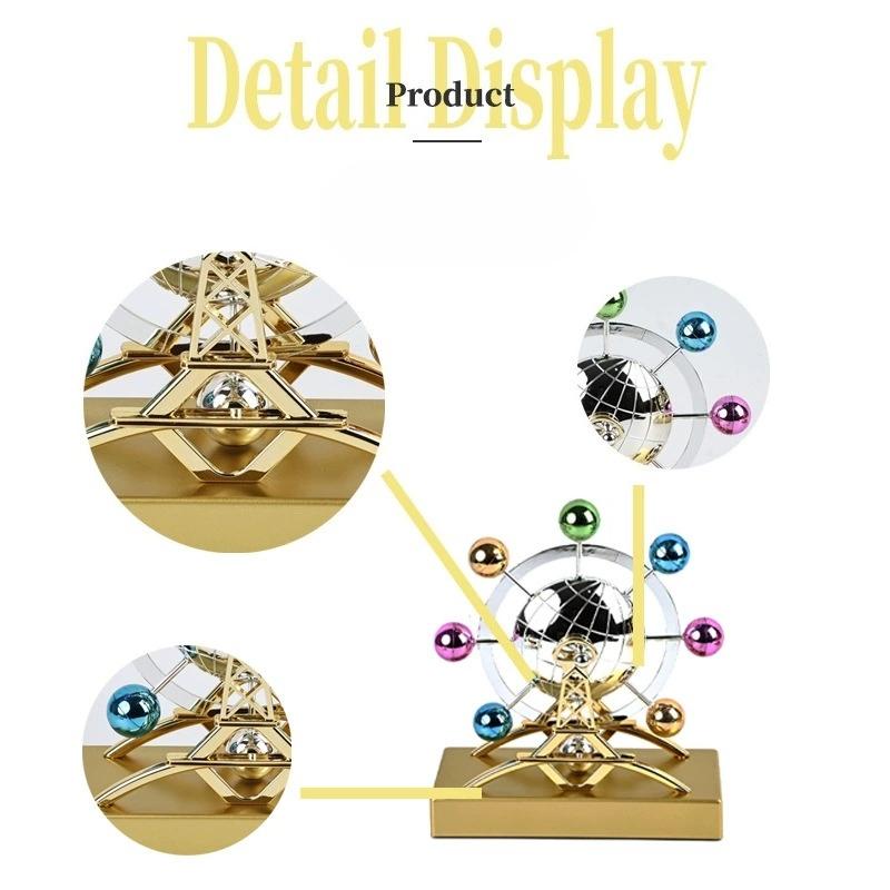 Earth Perpetual Motion Pendulum,Colorful Earth Perpetual Motion Machine Kinetic Art Sculpture Earth Pendulum Desktop Decor Model