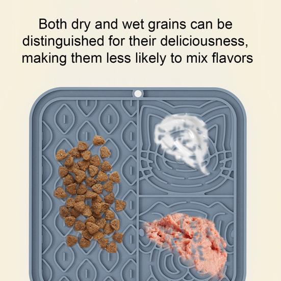 Pet Slow Food Mat with Suction Cups Four-Zone Pet Food Tray for Slow