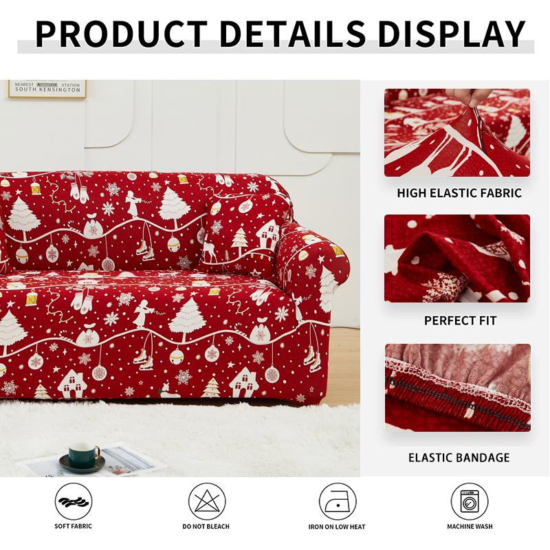 Stretchy Christmas Sofa Cover Soft Sofa Slipcovers For Living Room Washable Furniture Protectorastic Bottom For Kids, Pets