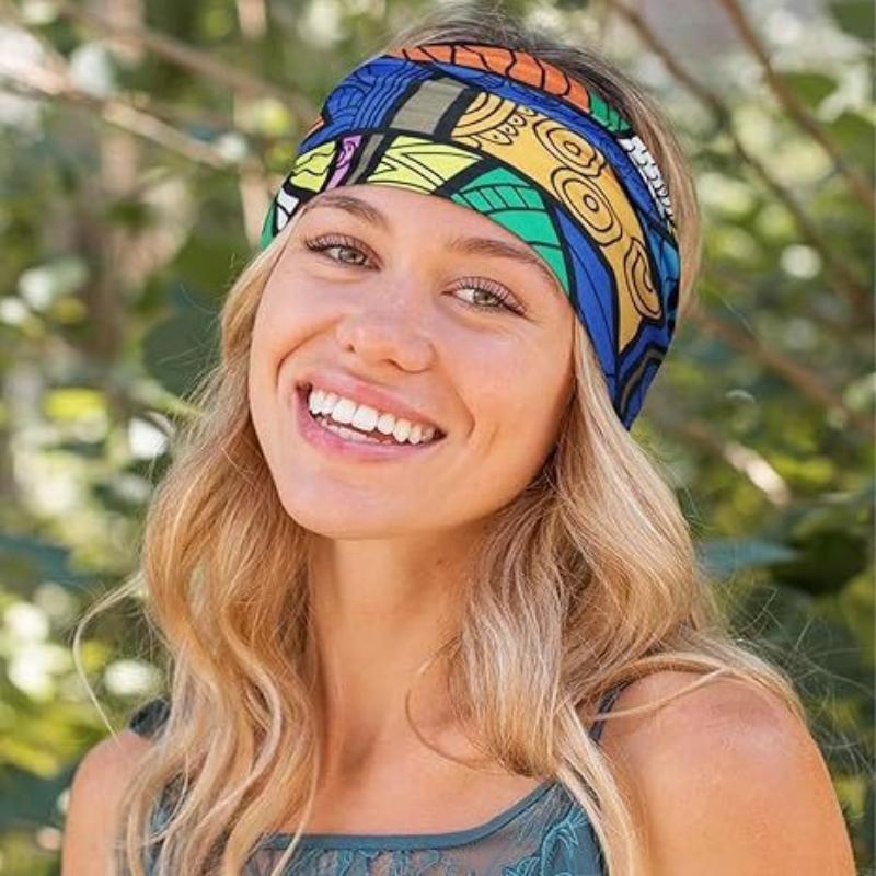 Hairband Bohemian Print Yoga Sports Headband Antiperspirant Sweat-Absorbent Elastic Cotton Headband Knotted Headband