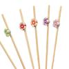 100Pcs Disposable Fruit Picks, Cocktail Picks with Decorative Leaves Flower Tips, Bamboo Skewers for Fruits Cakes Cocktails Snacks
