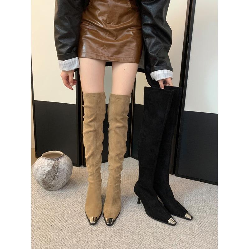 

2025 осень и зима новые французские высокие каблуки на платформе длинные рыцарские женские сапоги ретро тонкие сапоги демонстрируют тонкий темперамент 39 хаки