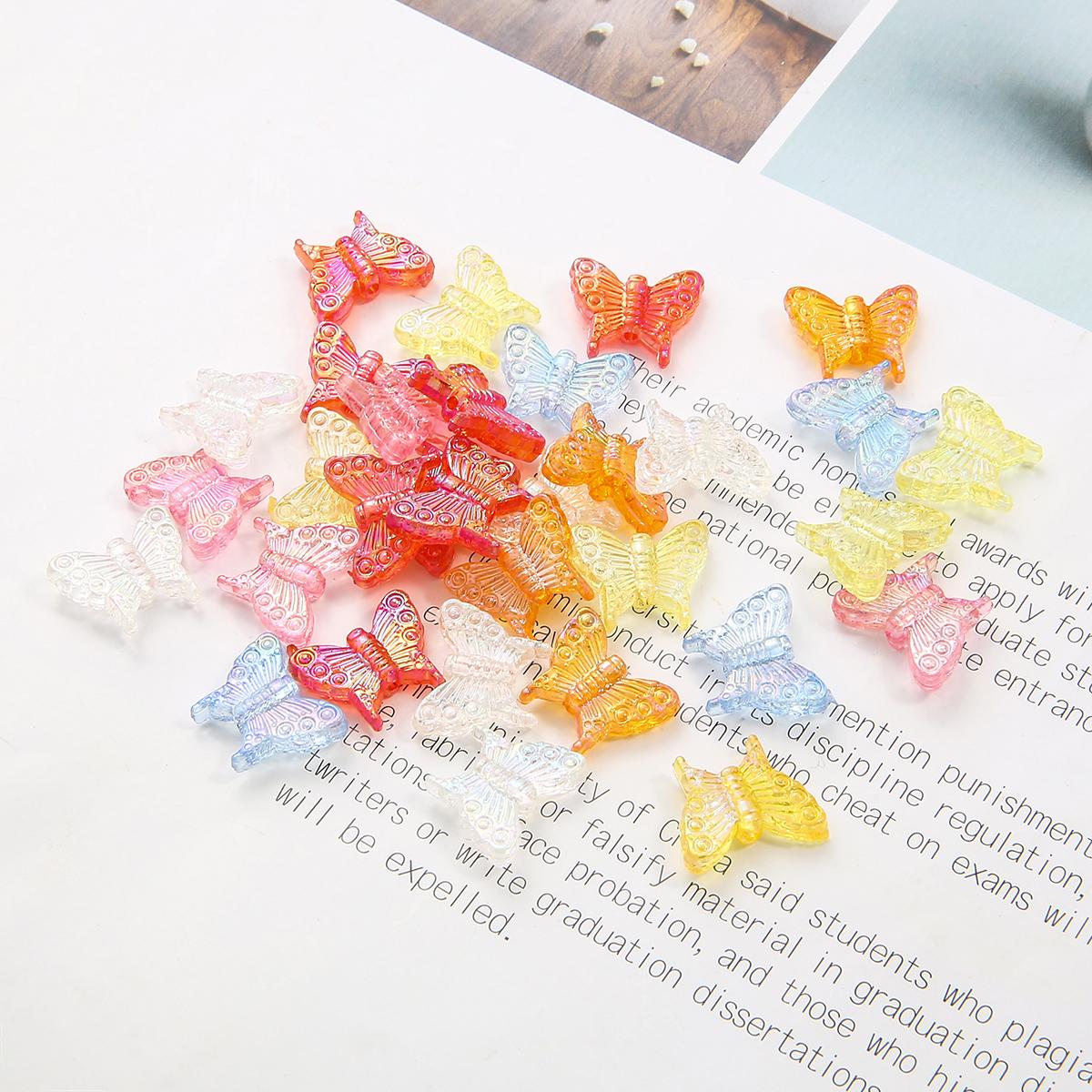 

20 шт. акриловые красочные бусины-бабочки для DIY ожерелья, браслета, ювелирных аксессуаров разноцветный