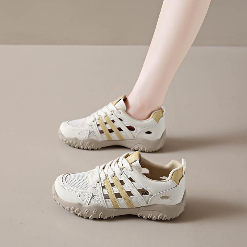Fashion CRLAYDK Womens Hollow Out Summer Shoes Walking Lace Up Outdoor Hiking Sneakers Casual Breathable Mesh Sport Tennis for Lady