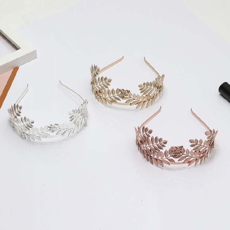 Baroque Style Wedding Party Headband Model Show Hairband with Leaves Headband