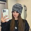 1 PC thin oversized knitted chic pile cap casual printed loose letter fashionable hat 55-59cm