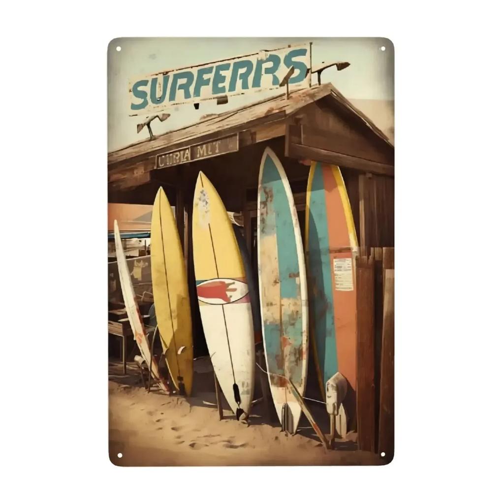 Retro Tin Signs Beach Room Decor Vintage Beachy Bedroom Surfboard Wall Decor 12x8 Inches Sign For Surfer Girl Aesthetic
