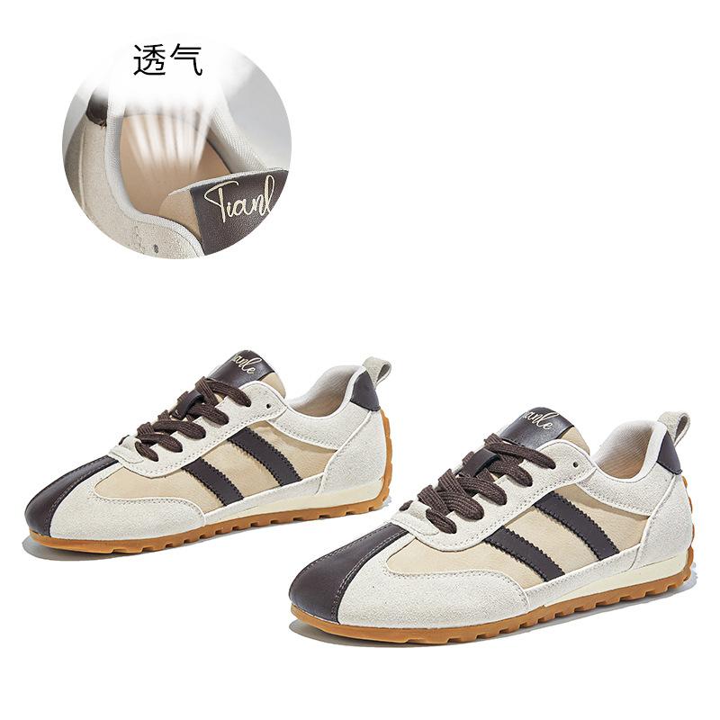 Leather retro German training shoes women's 2025 autumn new shoes women's shoes versatile flat-soled sports shoes casual Forrest Gump shoes