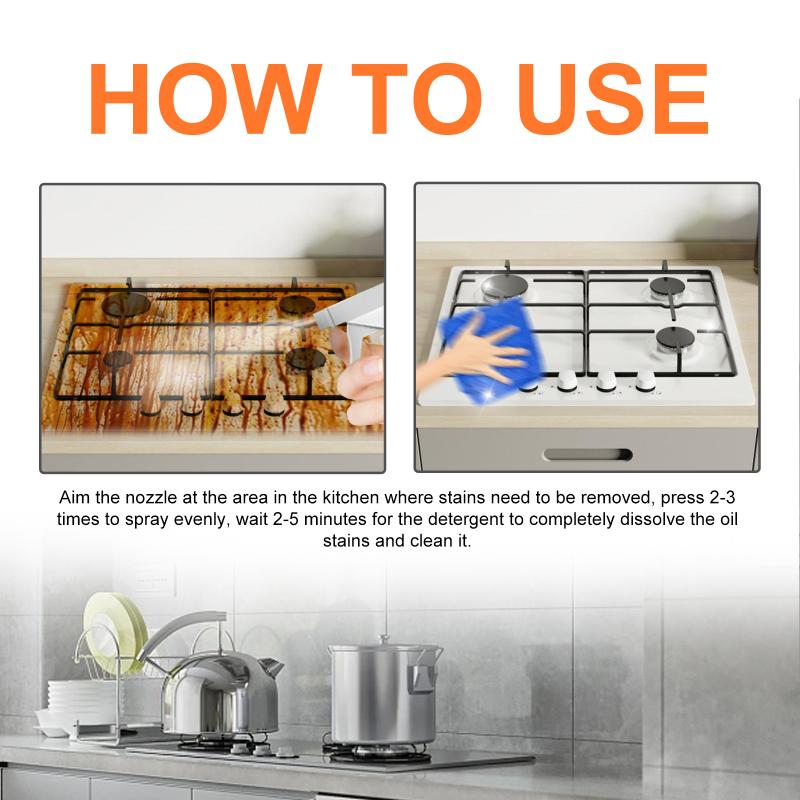 Kitchen Grease Cleaning Spray For Range Hood Stovetop And Washbasin Powerful Oil Stain Remover For Household Use