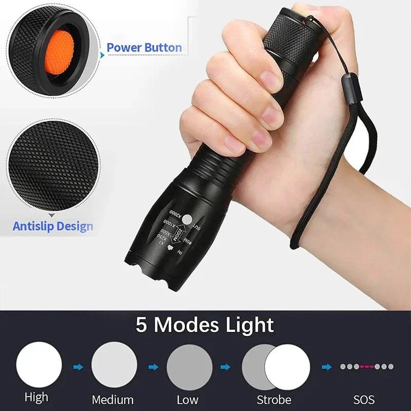 2Pcs LED Flashlights High Lumens with Zoomable Beam Mini Flashlights for Camping Dog Walking Powerful Emergency Flashlights