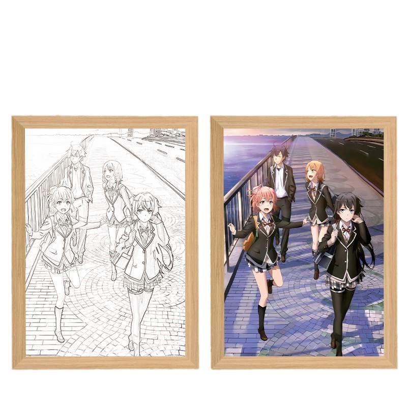 23cm/9.06in 3D Anime Figure Light Painting Yukinoshita Yukino Photo Frame Led Night Bedroom Table Lamps Decorative Holiday Gifts