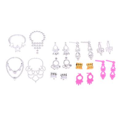 10 Stück Puppenhaus Galvanisierte Krone Halskette Ohrstecker Armbänder Ohrringe Anhänger Pack Zubehör Ankleiden Prinzessin Puppe Spielzeug