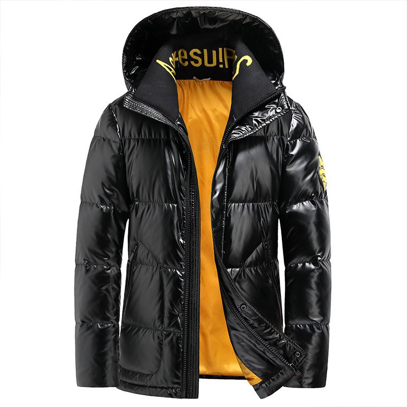 New Winter White Duck Down Hooded Down Jacket for Men, Thickened Short Trendy Down Jacket, Outdoor Cold-proof Jacket