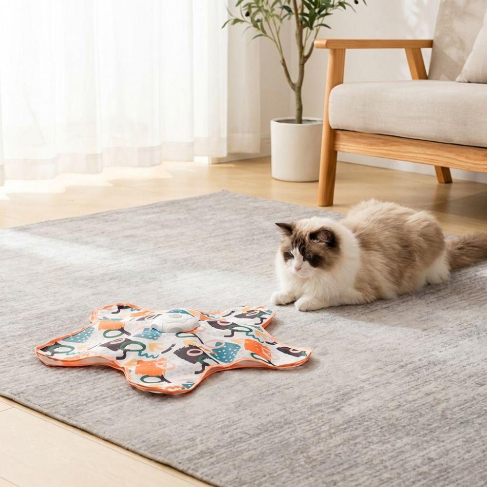 Built-in Feathers Interactive Cat Toy Auto-Rotating Disc Automatic Cat Teaser Pet Play