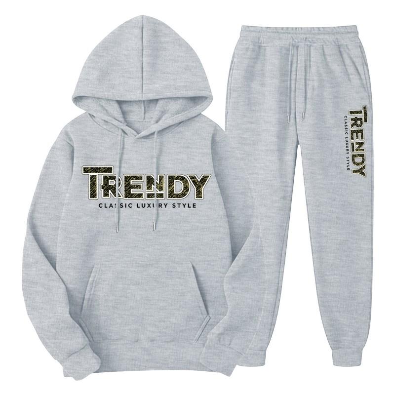 Mens Casual Tracksuit Long Sleeve Hooded Sweatshirt Pants Set Sportswear