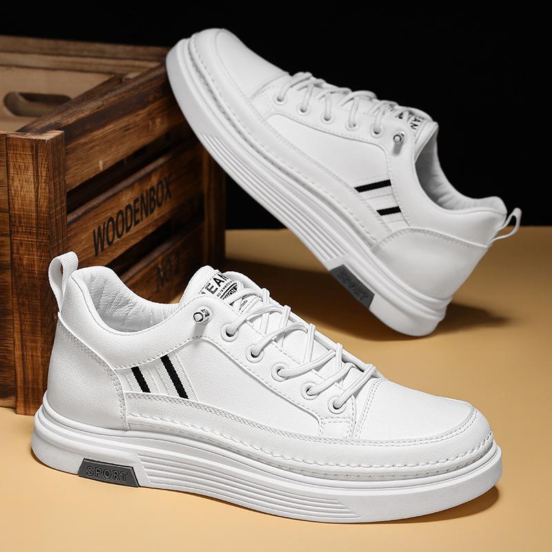 

2025 new men s shoes soft leather casual leather shoes men s fashion versatile one-pedal board shoes men s trendy shoes white shoes 44