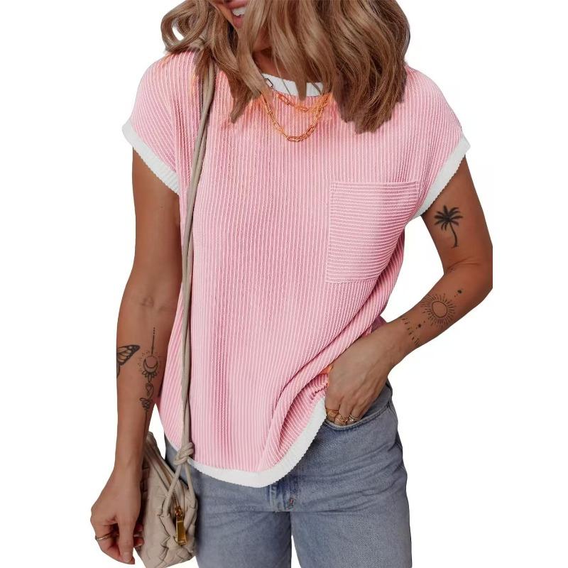 BITCED Women's Fashion Casual Short Sleeve O-Neck Blouses & Shirts