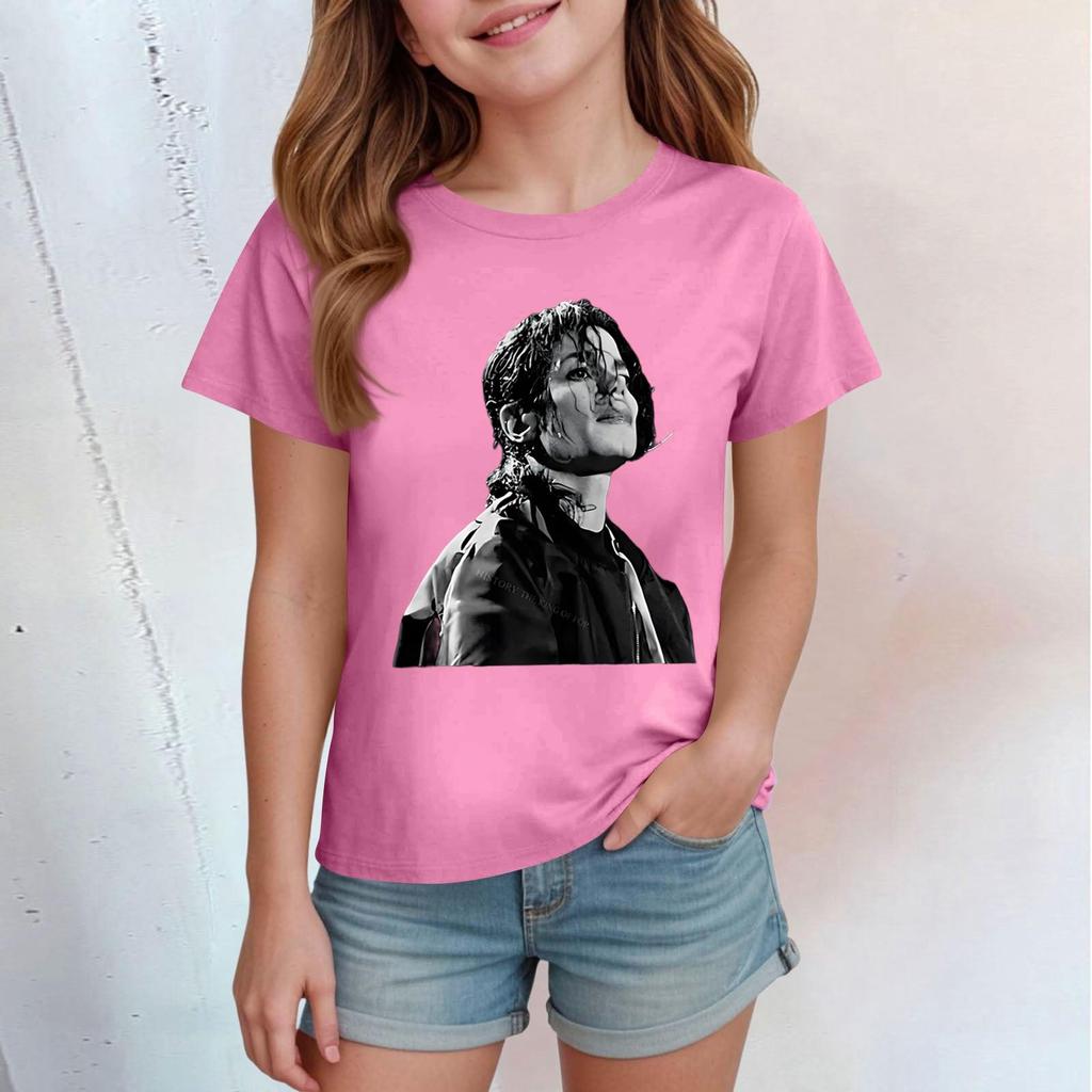 Kids Print Round Neck Short Sleeve Casual T-shirt