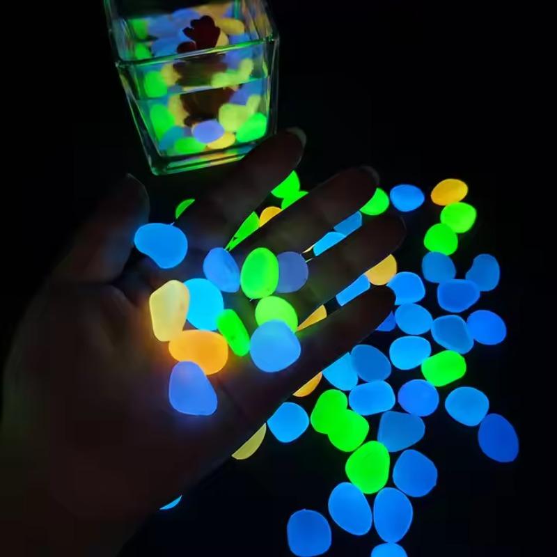 100 sztuk Kamieni Luminescencyjnych, Żywiczne Świecące Kamienie do Krajobrazu, Ścieżek Ogrodowych, Roślin w Doniczkach, Parków, Dekoracji Akwariów,