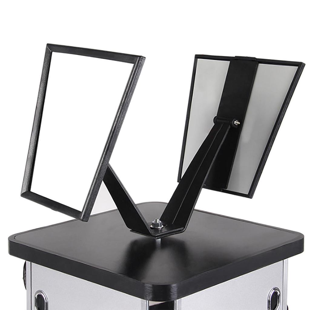 360° Rotating Eyeglasses Display Stand - 44-Pair Capacity,  Aluminum Composite & Wood Construction, Silver/Black - with Adjustable Mirrors