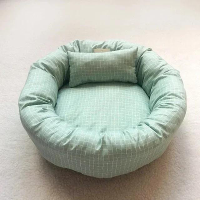 

OUZEY Круглая кровать для кошек, удобная кровать для сна, мягкая, теплая, для домашних животных, диван-кровать, моющаяся, для щенков, котят, подушки, одеяла, товары для животных S 35x35x10cm зелёный
