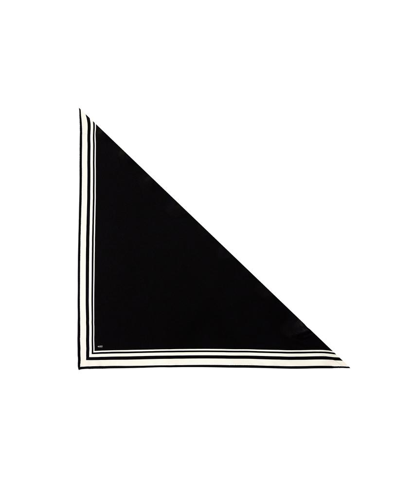 Tou [Set] Nc038 Solid Triangle Chiffon Silk Scarf & Scarfring