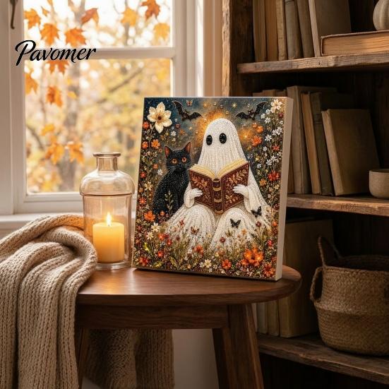 Handicraft Enthusiast Supply Halloween Faux Pearl Art DIY Kit, Spooky Cute 3D Beads Painting Crafts Multi Faceted Bead for Adults Beginners, Seasonal