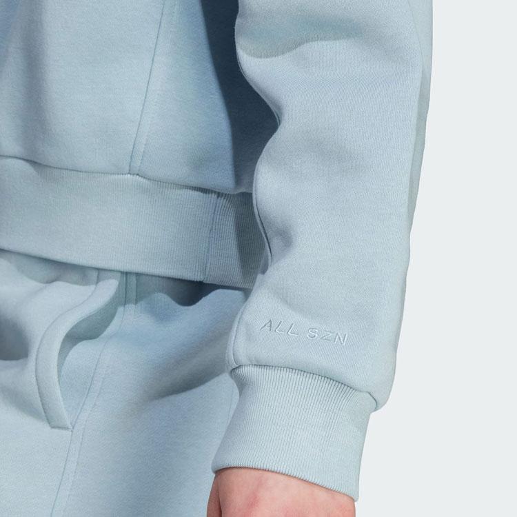 Adidas All Season Fleece Sweatshirt Solid Logo Sports Crewneck Women Sweatshirt Light-Blue IM0305