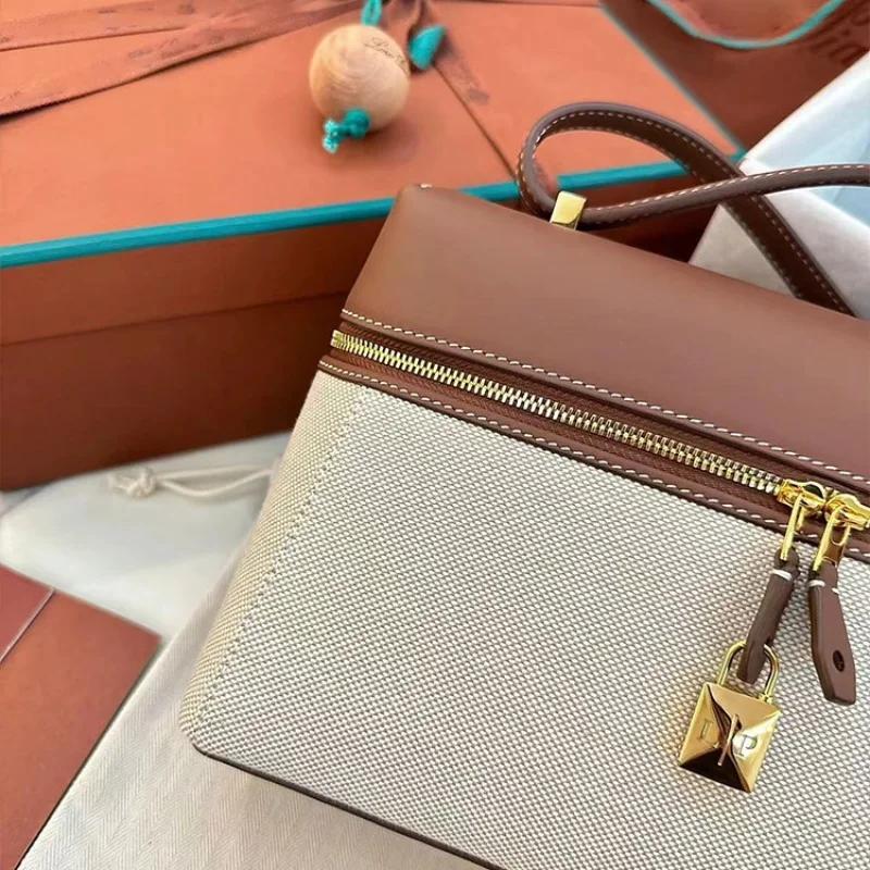 Stylish Crossbody Shoulder Bag Temperament All-in-one Luxury Color Contrast Design Tote Vintage Box-shaped Leather Crossbody Bag