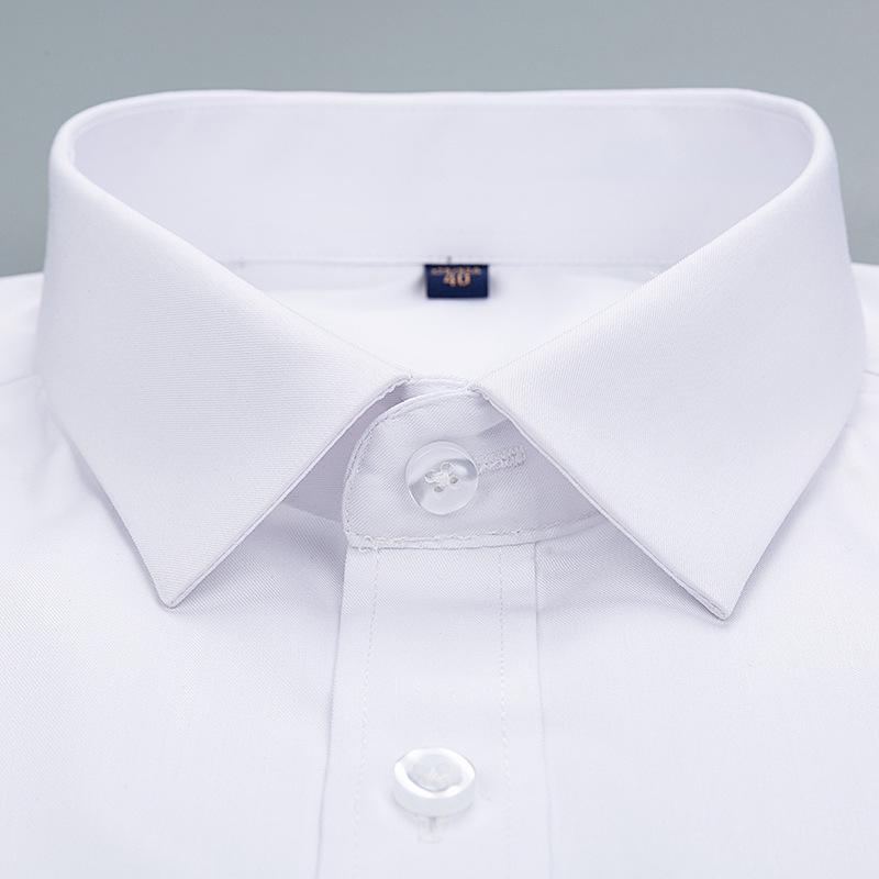 Men's Long Sleeve Bamboo Fiber Slim Fit Shirt - Solid Color, Iron-Free, Micro-Elastic.