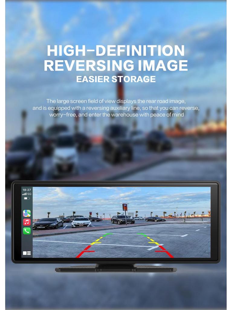 10.26" CarPlay Portable Screen: MP5 Navigation, Reversing Interconnection, Bluetooth, 4K Recorder
