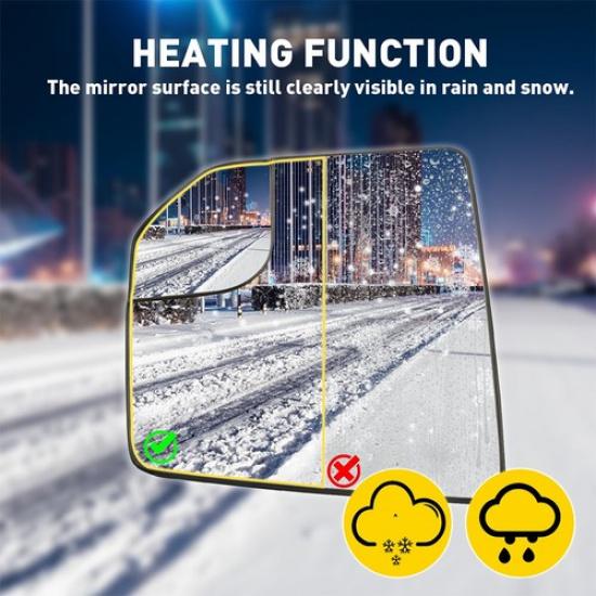 2015- For Ford F150 Pickup Left Driver Side Mirror Glass Replacement