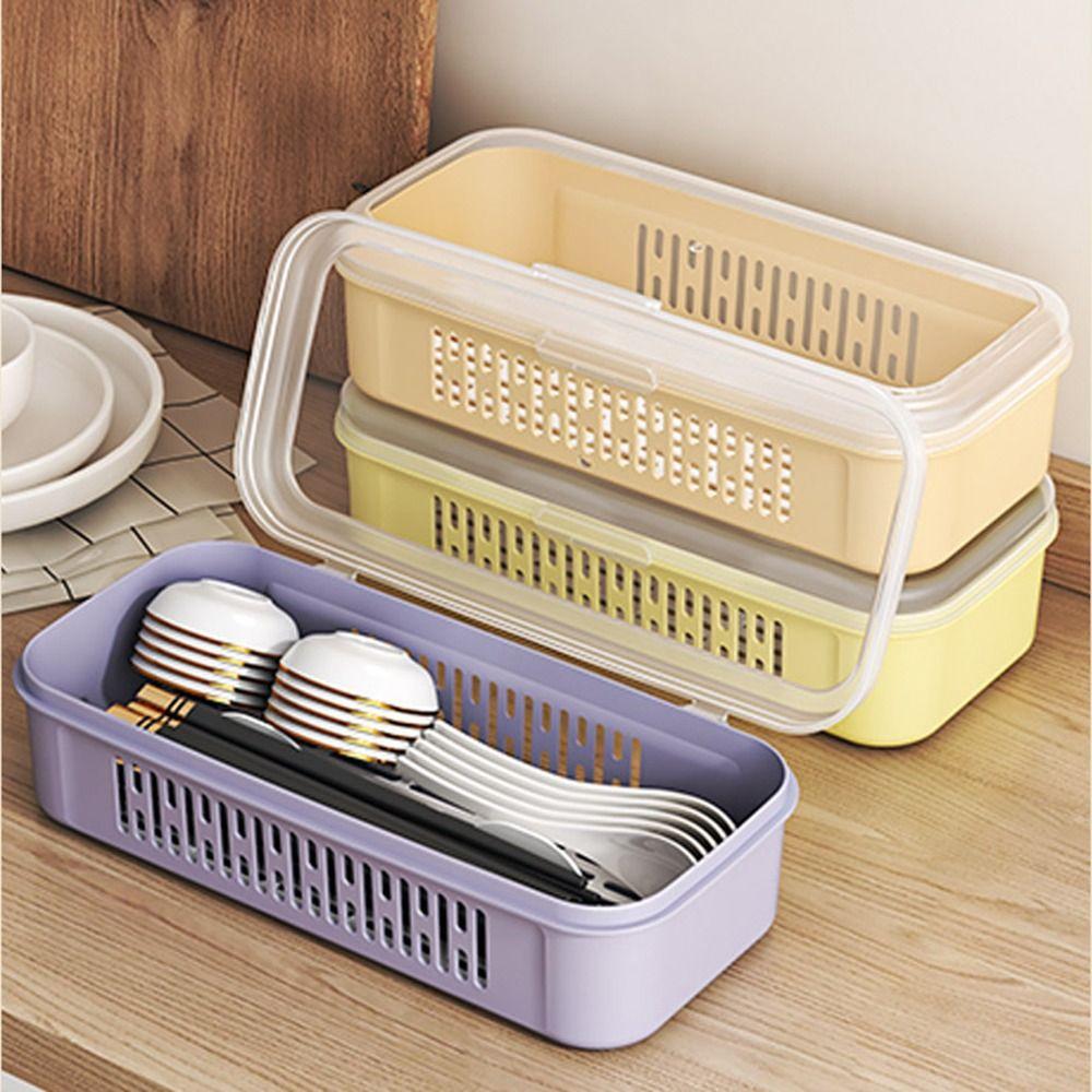 Single Layer Chopstick Drying Box Rectangular Shape Tableware Storage Case  Bathroom