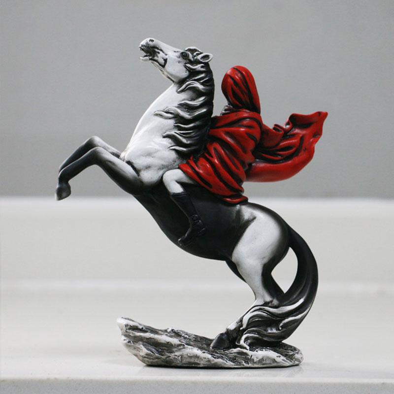 Vilead Banksy Red Knight Statue Horse Figurines Street Graffiti Art Modern Pop Living Room Bookshelf Cabinet Office Decoration