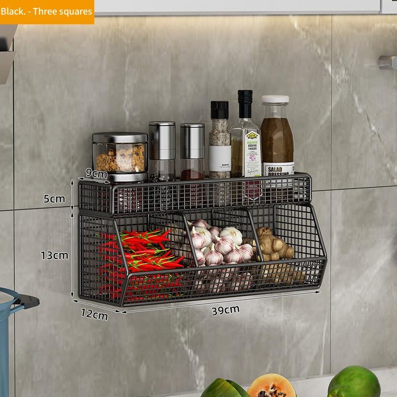 1pc Kitchen Storage Rack No Punching Seasoning Rack Wall Mounted Multi Functional Wall Mounted Household Shelf For Storage Rack